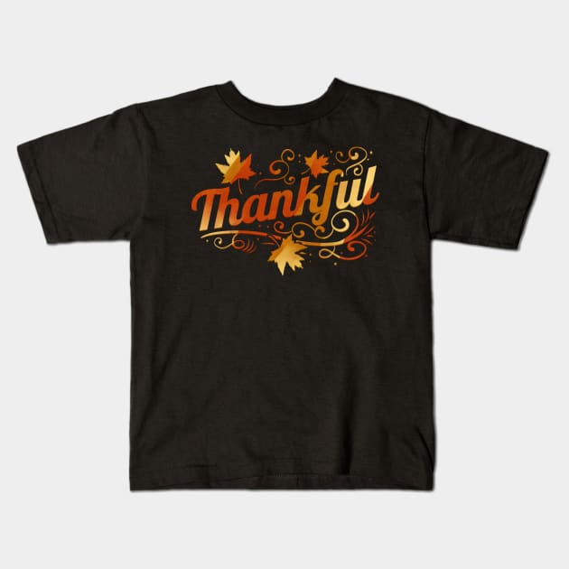 Ornament Brown Maple Leaves Thankful On Thanksgiving Kids T-Shirt by SinBle